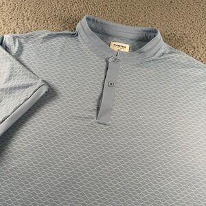Mantra Men's Polo‎ Shirt XL Blue Waves Print Blade Collar Performance Golf